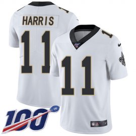 Nike New Orleans Saints #11 Deonte Harris White Mens Stitched NFL 100th Season Vapor Untouchable Limited Jersey
