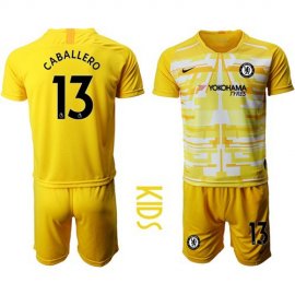 Chelsea #13 Caballero Yellow Goalkeeper Kid Soccer Club Jersey