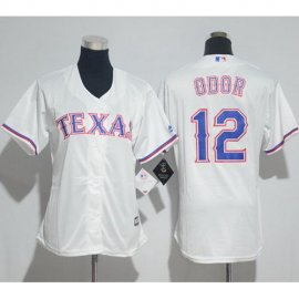 Texas Rangers #12 Rougned Odor White Home Womens Stitched MLB Jersey