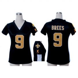 Nike New Orleans Saints #9 Drew Brees Black Team Color Draft Him Name & Number Top Womens Stitched NFL Elite Jersey