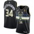 Nike Milwaukee Bucks #34 Giannis Antetokounmpo Youth 2021 NBA Finals Champions Swingman Statement Edition Jersey Black Youth