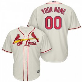 St. Louis Cardinals Majestic Cool Base Custom Jersey Cream