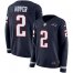 Nike New England Patriots #2 Brian Hoyer Navy Blue Team Color Womens Stitched NFL Limited Therma Long Sleeve Jersey