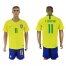 Brazil #11 P.Coutinho Home Soccer Country Jersey