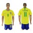 Brazil #11 P.Coutinho Home Soccer Country Jersey
