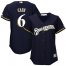 Milwaukee Brewers #6 Lorenzo Cain Navy Blue Alternate Womens Stitched MLB Jersey