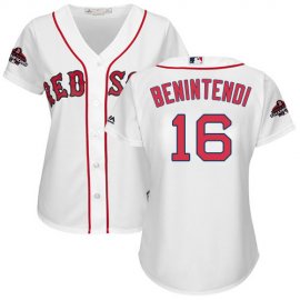 Boston Red Sox #16 Andrew Benintendi White Home 2018 World Series Champions Womens Stitched MLB Jersey