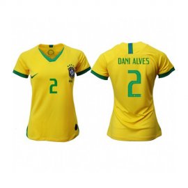 Womens Brazil #2 Dani Alves Home Soccer Country Jersey