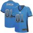 Nike Detroit Lions #81 Calvin Johnson Light Blue Team Color Womens Stitched NFL Elite Drift Fashion Jersey