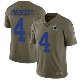Nike Dallas Cowboys #4 Dak Prescott Olive Mens Stitched NFL Limited 2017 Salute To Service Jersey