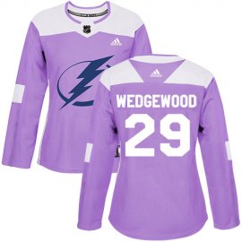 Adidas Tampa Bay Lightning #29 Scott Wedgewood Purple Authentic Fights Cancer Womens Stitched NHL Jersey