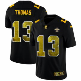 New Orleans New Orleans Saints #13 Michael Thomas Mens Black Nike Golden Sequin Vapor Limited NFL Jersey