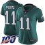 Nike Philadelphia Eagles #11 Carson Wentz Midnight Green Team Color Womens Stitched NFL 100th Season Vapor Limited Jersey