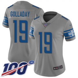 Nike Detroit Lions #19 Kenny Golladay Gray Womens Stitched NFL Limited Inverted Legend 100th Season Jersey