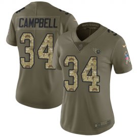 Nike Tennessee Titans #34 Earl Campbell Olive/Camo Womens Stitched NFL Limited 2017 Salute to Service Jersey