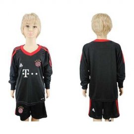 Bayern Munchen Blank Black Goalkeeper Long Sleeves Kid Soccer Club Jersey