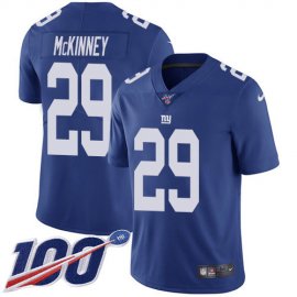 Nike New York Giants #29 Xavier McKinney Royal Blue Team Color Mens Stitched NFL 100th Season Vapor Untouchable Limited Jersey