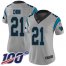 Nike Carolina Panthers #21 Jeremy Chinn Silver Womens Stitched NFL Limited Inverted Legend 100th Season Jersey