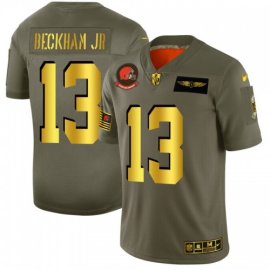 Cleveland Browns #13 Odell Beckham Jr. NFL Mens Nike Olive Gold 2019 Salute to Service Limited Jersey