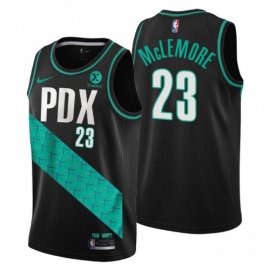 Nike Portland Trail Blazers #23 Ben McLemore Mens 2022-23 City Edition NBA Jersey – Cherry Blossom Black Mens