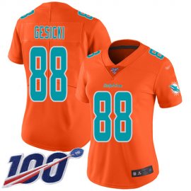 Nike Miami Dolphins #88 Mike Gesicki Orange Womens Stitched NFL Limited Inverted Legend 100th Season Jersey