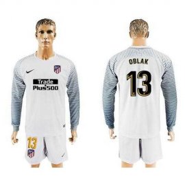 Atletico Madrid #13 Oblak White Goalkeeper Long Sleeves Soccer Club Jersey