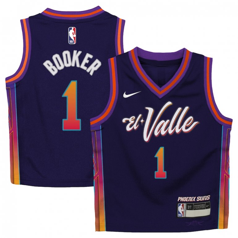 Devin Booker Phoenix Suns Nike Toddler 2023/24 Swingman Replica Jersey – City Edition – Purple Devin Booker Phoenix Suns Nike Toddler 2023/24 Swingman Replica Jersey – City Edition – Purple