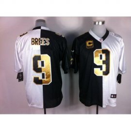 Nike New Orleans Saints #9 Drew Brees White/Black Mens Stitched NFL Elite Split Jersey