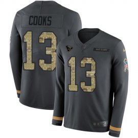 Nike Houston Texans #13 Brandin Cooks Anthracite Salute to Service Mens Stitched NFL Limited Therma Long Sleeve Jersey