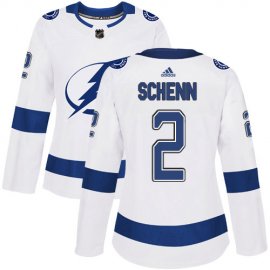 Adidas Tampa Bay Lightning #2 Luke Schenn White Road Authentic Womens Stitched NHL Jersey
