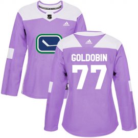 Adidas Vancouver Canucks #77 Nikolay Goldobin Purple Authentic Fights Cancer Womens Stitched NHL Jersey