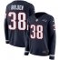 Nike New England Patriots #38 Brandon Bolden Navy Blue Team Color Womens Stitched NFL Limited Therma Long Sleeve Jersey
