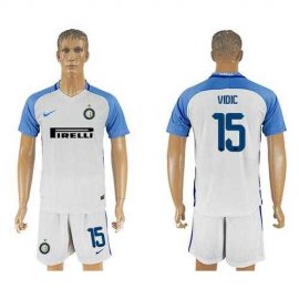Inter Milan #15 Vidic White Away Soccer Club Jersey