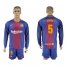 Barcelona #5 Sergio Home Long Sleeves Soccer Club Jersey