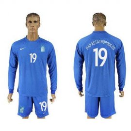 Greece #19 Papastathopoulos Away Long Sleeves Soccer Country Jersey