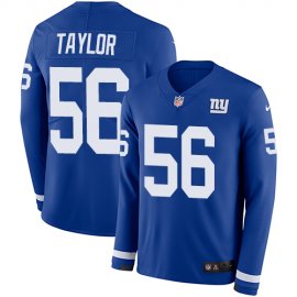 Nike New York Giants #56 Lawrence Taylor Royal Blue Team Color Mens Stitched NFL Limited Therma Long Sleeve Jersey