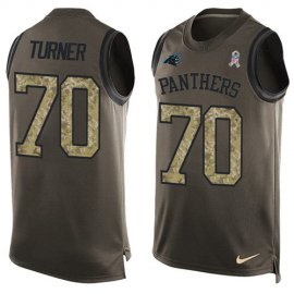Nike Carolina Panthers #70 Trai Turner Green Mens Stitched NFL Limited Salute To Service Tank Top Jersey