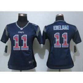 Nike New England Patriots #11 Julian Edelman Navy Blue Team Color Womens Stitched NFL Elite Strobe Jersey