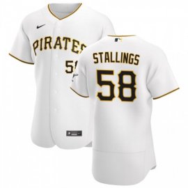 Pittsburgh Pirates #58 Jacob Stallings Mens Nike White Home 2020 Authentic Player MLB Jersey