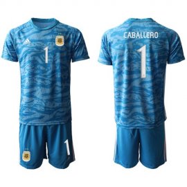 Argentina #1 Caballero Blue Goalkeeper Soccer Country Jersey
