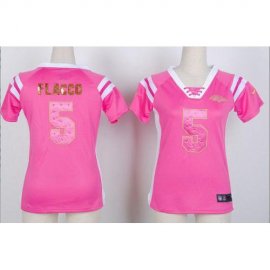 Nike Baltimore Ravens #5 Joe Flacco Pink Womens Stitched NFL Elite Draft Him Shimmer Jersey