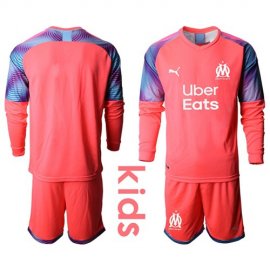Marseille Blank Pink Goalkeeper Long Sleeves Kid Soccer Club Jersey