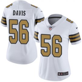 Nike New Orleans Saints #56 DeMario Davis White Womens Stitched NFL Limited Rush Jersey