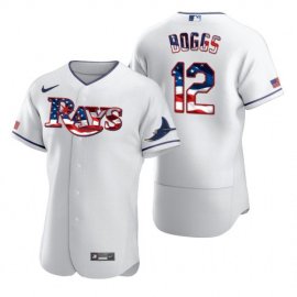 Tampa Bay Rays #12 Wade Boggs Mens Nike White Fluttering USA Flag Limited Edition Authentic MLB Jersey