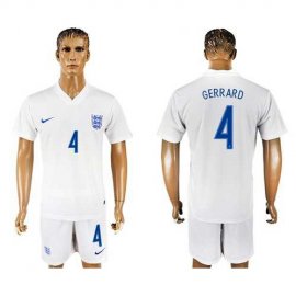 England #4 Gerrard Home Soccer Country Jersey
