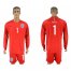 England #1 HART Red Goalkeeper 2018 FIFA World Cup Long Sleeve Soccer Jersey