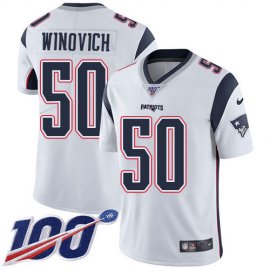 Nike New England Patriots #50 Chase Winovich White Mens Stitched NFL 100th Season Vapor Limited Jersey