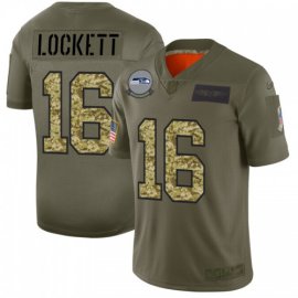Seattle Seahawks #16 Tyler Lockett Mens Nike 2019 Olive Camo Salute To Service Limited NFL Jersey