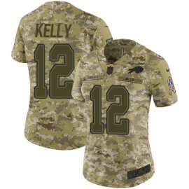 Nike Buffalo Bills #12 Jim Kelly Camo Womens Stitched NFL Limited 2018 Salute to Service Jersey