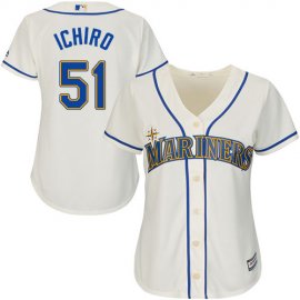 Seattle Mariners #51 Ichiro Suzuki Cream Alternate Womens Stitched MLB Jersey